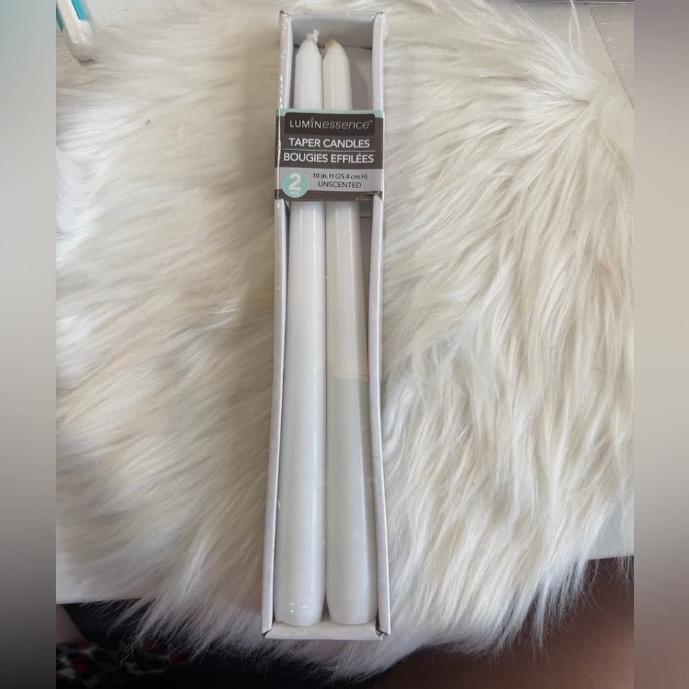 🩷5/$10 Luminess White Taper Candles